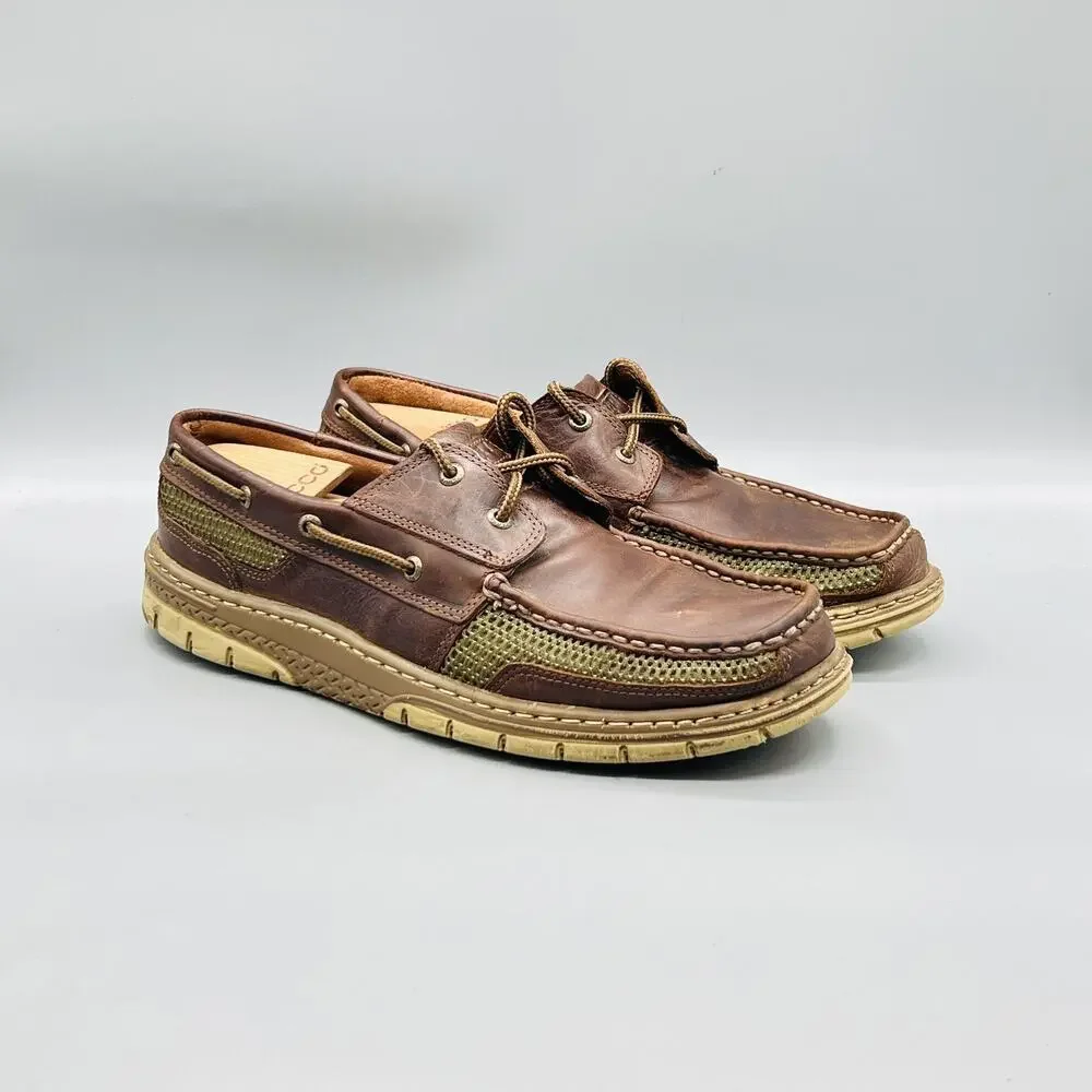 Sperry Shoes Mens 11 Brown Leather Mesh Top Sider Boat Moc Toe Casual Comfort